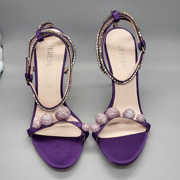 GEDEBE Crystal Embellished Jill Satin Sandals - Picture 13 of 15